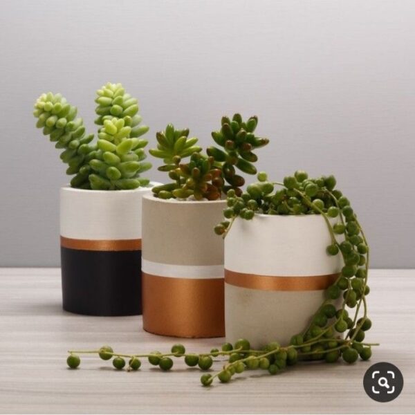 Concrete Planter Pots - Set of 3 Cement Planter Pots - Full